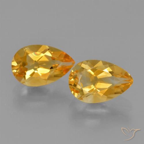 2.30ctw Natürlicher Mittel-Helles Orange-Gold Citrin, Birnenform, VVS