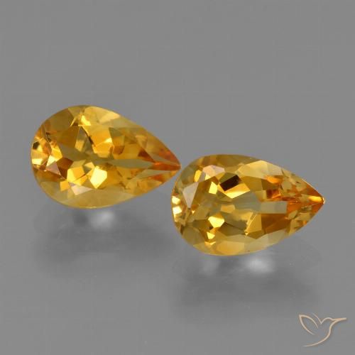 2.11ctw Natürlicher Tiefes Orange-Gold Citrin, Birnenform, VVS-VS