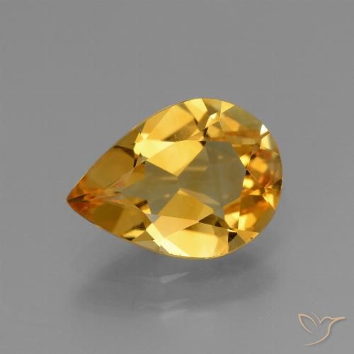 2.10ct Natürlicher Tiefes Goldorange Citrin, Birnenform, VVS-VS