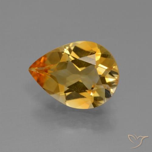 2.10ct Natürlicher Mittel-Dunkelgold Citrin, Birnenform, VVS-VS