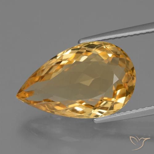 6.71ct Natürlicher Tiefes Orange-Gold Citrin, Birnenform, VVS
