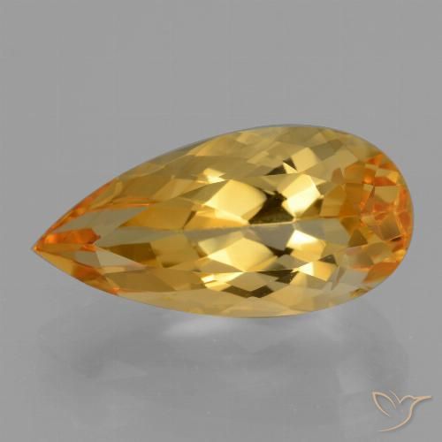 5.54ct Natürlicher Dunkelgolden Citrin, Birnenform, VVS