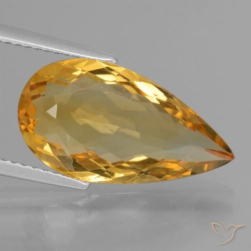 5.78ct Natürlicher Tiefes Goldorange Citrin, Birnenform, VVS