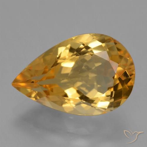 4.62ct Natürlicher Tiefes Goldorange Citrin, Birnenform, VVS