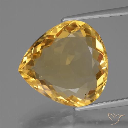 7.15ct Natürlicher Mittel-Dunkelgold Citrin, Birnenform, VVS