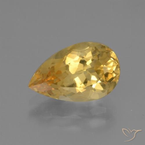 3.12ct Natürlicher Mittel-Dunkelgold Citrin, Birnenform, VVS
