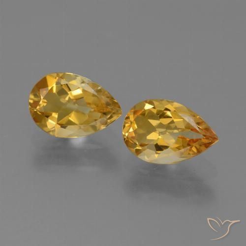 2.08ctw Natürlicher Tiefes Goldorange Citrin, Birnenform, VVS-VS