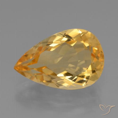 3.92ct Natürlicher Golden Citrin, Birnenform, VVS-VS
