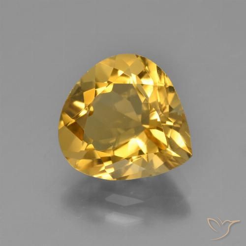 3.34ct Natürlicher Tiefes Gold Citrin, Birnenform, VS