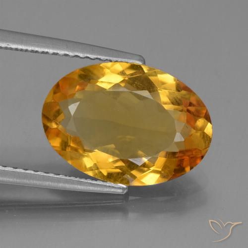 4.07ct Natürlicher Dunkelorange-Gold Citrin, Oval, VVS-VS