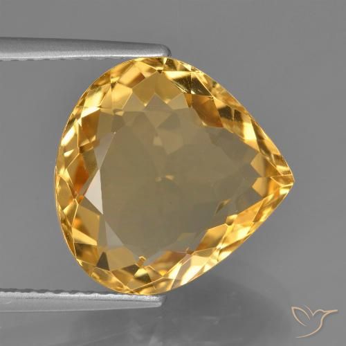 6.37ct Natürlicher Tiefes Goldorange Citrin, Birnenform, VVS