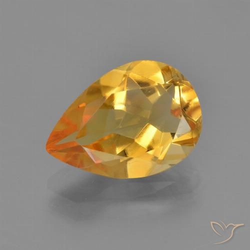 3.06ct Natürlicher Mittel-Helles Orange-Gold Citrin, Birnenform, VVS-VS