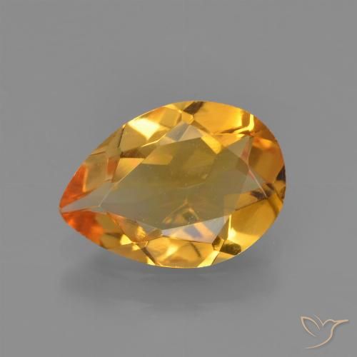 1.23ct Natürlicher Dunkelorange-Gold Citrin, Birnenform, VVS-VS