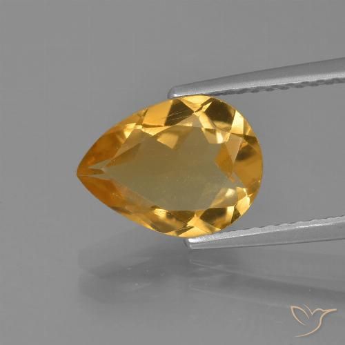 2.07ct Natürlicher Tiefes Goldorange Citrin, Birnenform, VVS