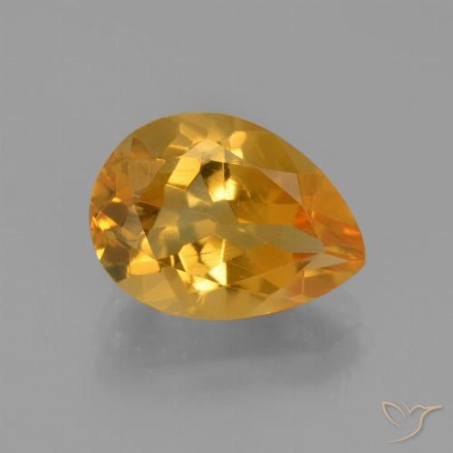3.24ct Natürlicher Tiefes Orange-Gold Citrin, Birnenform, VVS-VS