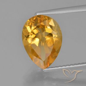 9,17 ctw natürlicher Tiefes Orange-Gold Citrin, Birnenform, VVS-VS
