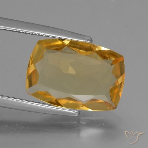 3.58ct Natürlicher Mittel-Dunkelgold Citrin, Kissen, VVS-VS