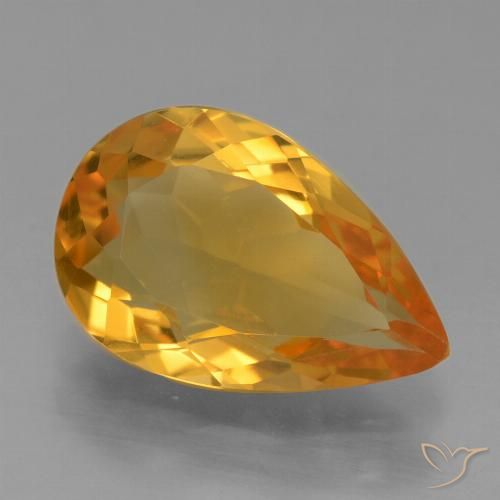 2.95ct Natürlicher Dunkelorange-Gold Citrin, Birnenform, VVS-VS