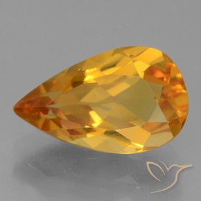 9,17 ctw natürlicher Tiefes Orange-Gold Citrin, Birnenform, VS