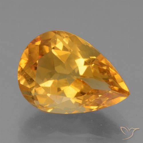 3.74ct Natürlicher Dunkelorange Citrin, Birnenform, VVS-VS