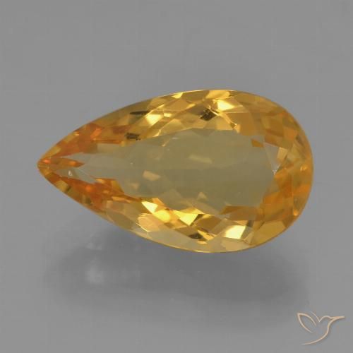 3.51ct Natürlicher Mittel-Dunkelgold Citrin, Birnenform, VVS-VS, Photo A