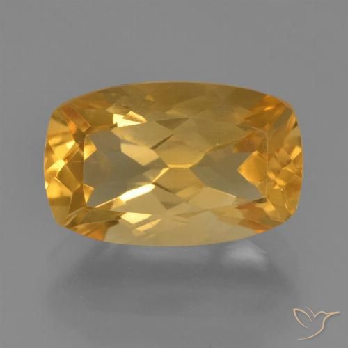 3.32ct Natürlicher Tiefes Goldorange Citrin, Kissen, VVS-VS