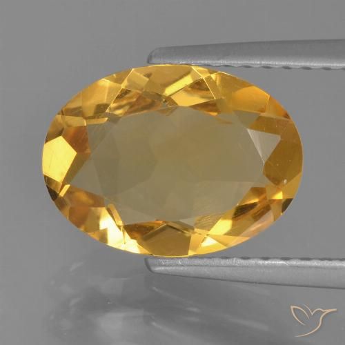 2.12ct Natürlicher Mittel-Dunkelgold Citrin, Oval, VVS-VS