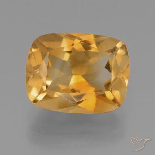 3.12ct Natürlicher Tiefes Goldorange Citrin, Kissen, VS