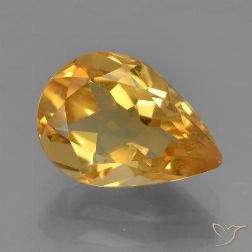 2.17ct Natürlicher Mittel-Helles Orange-Gold Citrin, Birnenform, VS