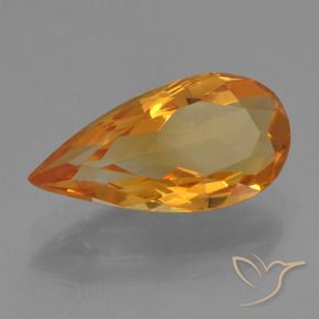 9,17 ctw natürlicher Tiefes Orange-Gold Citrin, Birnenform, VVS-VS