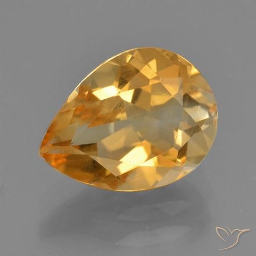 2.32ct Natürlicher Orange-Gold Citrin, Birnenform, VS