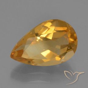 9,17 ctw natürlicher Tiefes Orange-Gold Citrin, Birnenform, VS