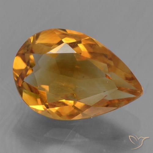 2.06ct Natürlicher Tiefes Orange-Gold Citrin, Birnenform, VS