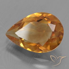 9,17 ctw natürlicher Tiefes Orange-Gold Citrin, Birnenform, VS