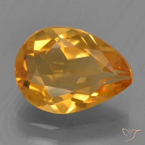 2.02ct Natürlicher Mittelorange Citrin, Birnenform, VS