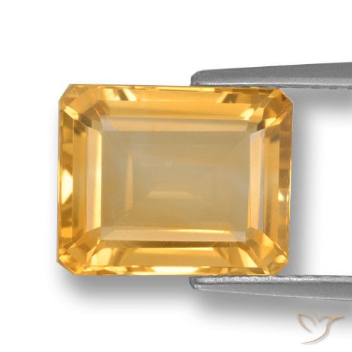 4.45ct Natürlicher Mittel-Helles Orange-Gold Citrin, Smaragdschliff, VVS-VS