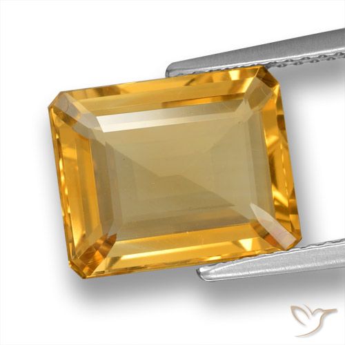 4.84ct Natürlicher Mittel-Helles Orange-Gold Citrin, Smaragdschliff, VVS-VS