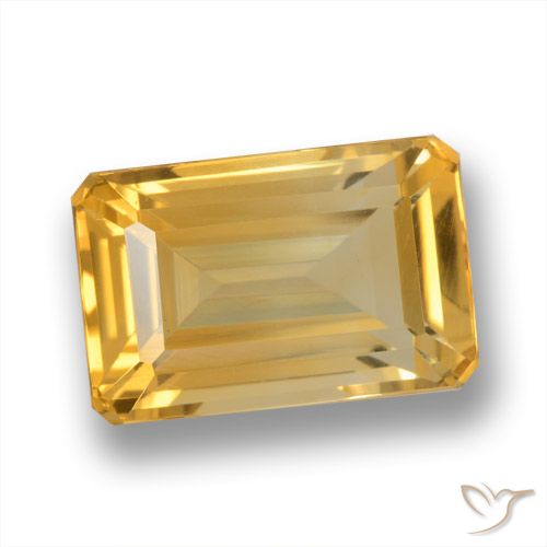 4.95ct Natürlicher Mittel-Dunkelgold Citrin, Smaragdschliff, VVS