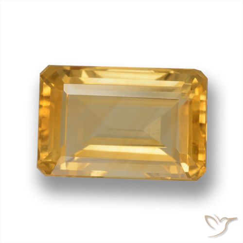 4.09ct Natürlicher Mittel-Dunkelgold Citrin, Smaragdschliff, VVS-VS