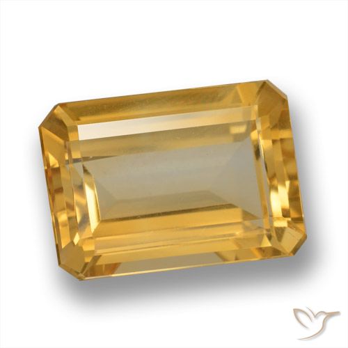 6.26ct Natürlicher Mittel-Helles Orange-Gold Citrin, Smaragdschliff, VVS-VS