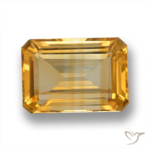 6.37ct Natürlicher Mittel-Helles Orange-Gold Citrin, Smaragdschliff, VVS-VS