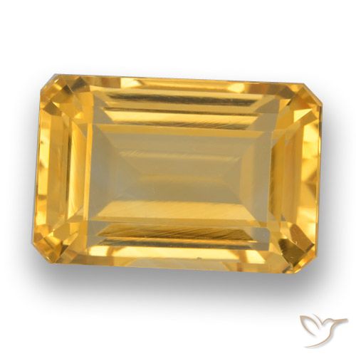 5.51ct Natürlicher Mittelgold Citrin, Smaragdschliff, VVS