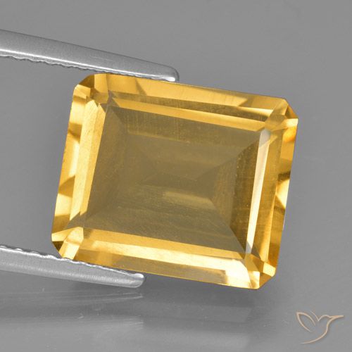 5.28ct Natürlicher gold-orange Citrin, Smaragdschliff, VS
