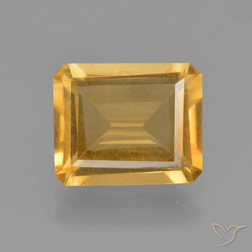 3.92ct Natürlicher Tiefes Goldorange Citrin, Smaragdschliff, VS