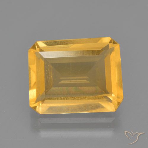 3.51ct Natürlicher Tiefes Goldorange Citrin, Smaragdschliff, VS