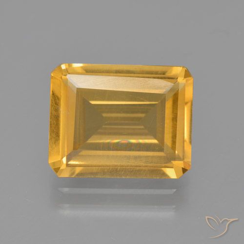 3.59ct Natürlicher Tiefes Goldorange Citrin, Smaragdschliff, VS