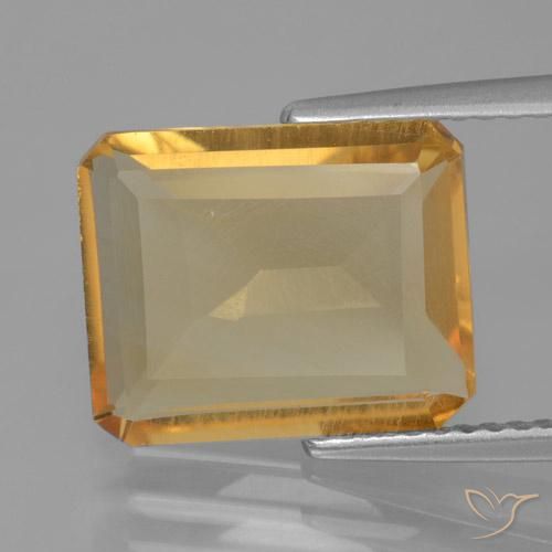 4.23ct Natürlicher Mittel-Helles Orange-Gold Citrin, Smaragdschliff, VS