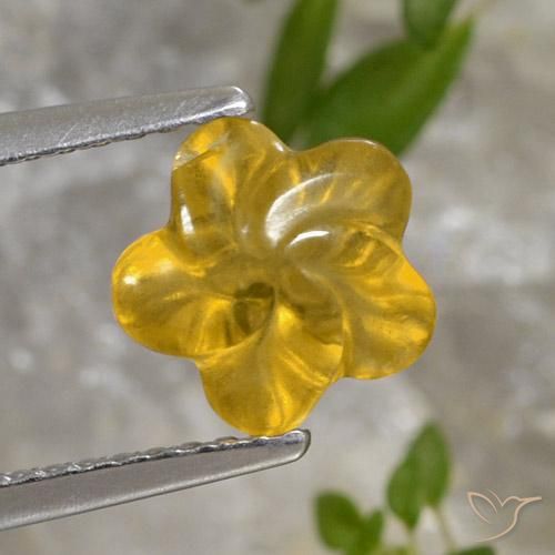 1.45ct Natürlicher gold-orange Citrin, Blumen-Schliff, Transparent