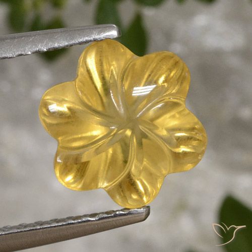 2.51ct Natürlicher Helles Gold Citrin, Blumen-Schliff, Transparent