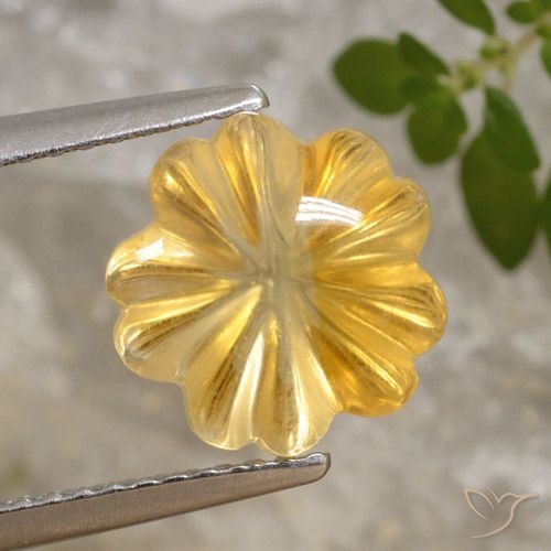 3.39ct Natürlicher Mittleres Gold Citrin, Blumen-Schliff, Transparent